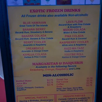 Comedy Cabana - Comedy Cabana Menu - Drinks 2 - Performing Arts Near Me - Myrtle Beach, South Carolina
