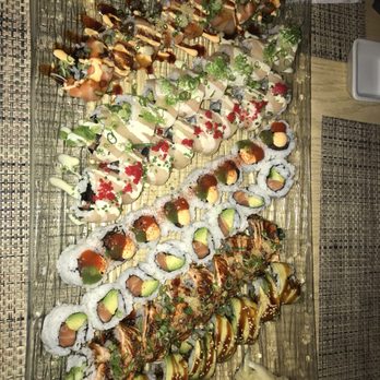 TAKA - Top down. Jusan, hamachi and salmon, yamaguchi,firecracker,salmon avocado,aburi salmon, eel dragon - Japanese Near Me - Asbury Park, New Jersey