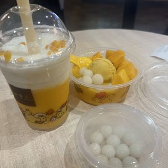 Hui Lau Shan - A4. Mango Chewy Ball with Extra Chewy Balls, D4. Mango & Coconut with Sago (drink). - Desserts Near Me - Milpitas, California Hui Lau Shan - A4. Mango Chewy Ball with Extra Chewy Balls, D4. Mango & Coconut with Sago (drink). - Desserts Near Me - Milpitas, California