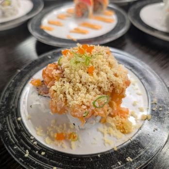 Kaiten Zushi - Volcano Roll (contains cream cheese) - Sushi Bars Near Me - New York, New York Kaiten Zushi - Volcano Roll (contains cream cheese) - Sushi Bars Near Me - New York, New York
