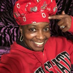 Heavenly Pound Cakes - Cynthia with her OSU chef hat