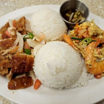 Julie'Z Restaurant - The Grand Slam (lechon and shrimp sarciado) - Filipino Near Me - Kapolei, Hawaii Julie'Z Restaurant - The Grand Slam (lechon and shrimp sarciado) - Filipino Near Me - Kapolei, Hawaii