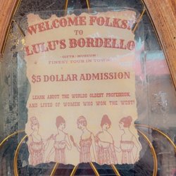 Lu Lu's Bordello Museum & Gift shop - Sign on door to LuLu's Bordello