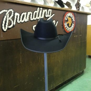 Branding Iron Cowboy Outfitter - My newest custom hat. Black on black 5 inch brim. 20x only $450.00 - Shoe Stores Near Me - Lubbock, Texas Branding Iron Cowboy Outfitter - My newest custom hat. Black on black 5 inch brim. 20x only $450.00 - Shoe Stores Near Me - Lubbock, Texas