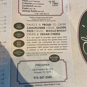 Palio's Pizza Cafe - Menu - Pizza Near Me - Prosper, Texas Palio's Pizza Cafe - Menu - Pizza Near Me - Prosper, Texas
