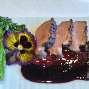 Joel Palmer House - Duck Breast with elderberry sauce - Modern European Near Me - Dayton, Oregon Joel Palmer House - Duck Breast with elderberry sauce - Modern European Near Me - Dayton, Oregon