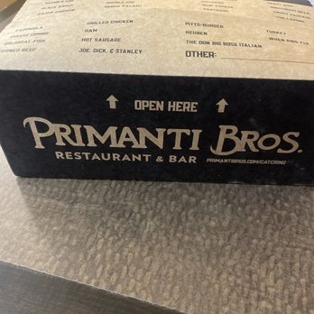 Primanti Bros. Restaurant and Bar - The takeout box containing the goods! - Sandwiches Near Me - Monaca, Pennsylvania Primanti Bros. Restaurant and Bar - The takeout box containing the goods! - Sandwiches Near Me - Monaca, Pennsylvania