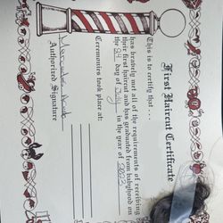 1st haircut certificate