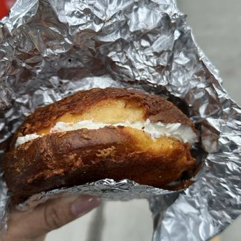 Brick Street Bagel - Cheese Bagel w/ cream cheese smear - Bagels Near Me - Boston, Massachusetts
