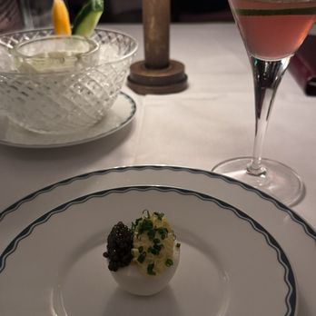 The Surf Club Restaurant - Devilved egg with caviar - American Near Me - Surfside, Florida