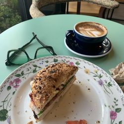 SlackTide Coffee Roasters - Cappuccino and a lunch bagel