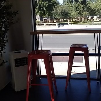 Doughzza - Counter table with like three stools. - Salad Near Me - Studio city, California Doughzza - Counter table with like three stools. - Salad Near Me - Studio city, California