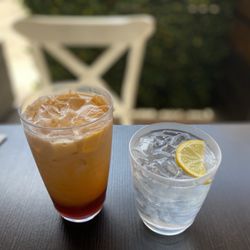 AM Thai Fusion Cuisine - Thai iced tea and water