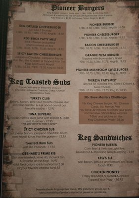Menu photo 1 Pioneer Keg Theresa, WI Menu photo 1 Pioneer Keg Theresa, WI