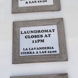 One Stop Laundromat - Laundromat hours
Mon-Fri 7am-11pm
Sat-Sun 6am-11pm
Last wash 10:30 to allow for drying time. 
Doors automatically lock at 11:15pm!