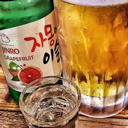 Manager's secret combo mix up Korean Soju with Sopporo beer and enjoy the in