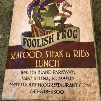 Foolish Frog - April 2018 menu - Seafood Near Me - Saint Helena Island, South Carolina Foolish Frog - April 2018 menu - Seafood Near Me - Saint Helena Island, South Carolina