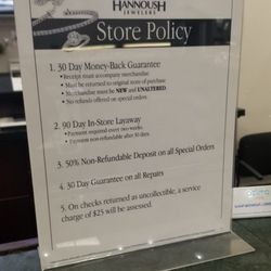 Hannoush Jewelers - Store return policy