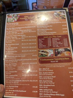 Menu photo 1 Phở Ca Dao Poway, CA