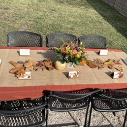 Living room arrangement outside on the secondary table. Living room arrangement outside on the secondary table.