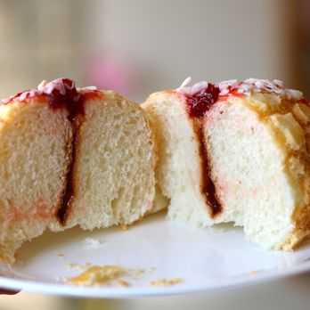 Moose Pastry & Tea - Inside of polo strawberry bun ($2.05) - really soft bread! - Bakeries Near Me - Novi, Michigan Moose Pastry & Tea - Inside of polo strawberry bun ($2.05) - really soft bread! - Bakeries Near Me - Novi, Michigan