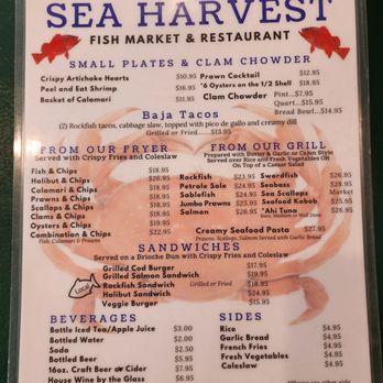 Sea Harvest - Menu - Seafood Near Me - Monterey, California Sea Harvest - Menu - Seafood Near Me - Monterey, California