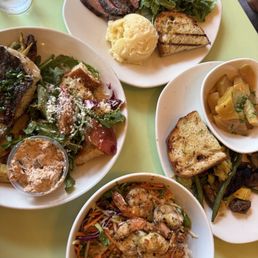 thai bowl with grilled shrimp, longevity bowl with grilled sea bass, grilled steak plate, sea bass plate thai bowl with grilled shrimp, longevity bowl with grilled sea bass, grilled steak plate, sea bass plate
