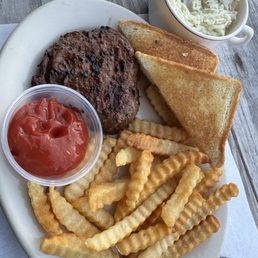 6oz filet, fries, coleslaw