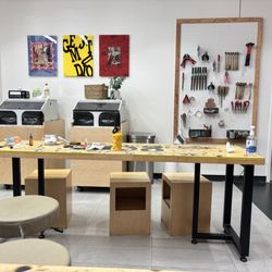 The Gem Studio - One of the tables and to the back is the polishing station