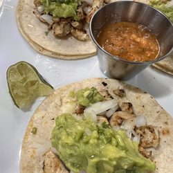 El Patron International Food - Chicken tacos - the sauce is exceptional.