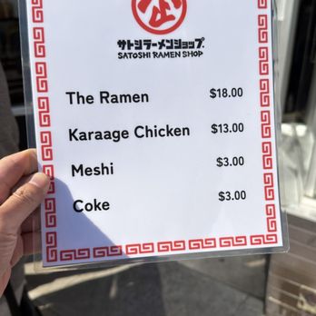 Satoshi Ramen Shop - The opening weekend menu, August 2026. - Ramen Near Me - Burlingame, California