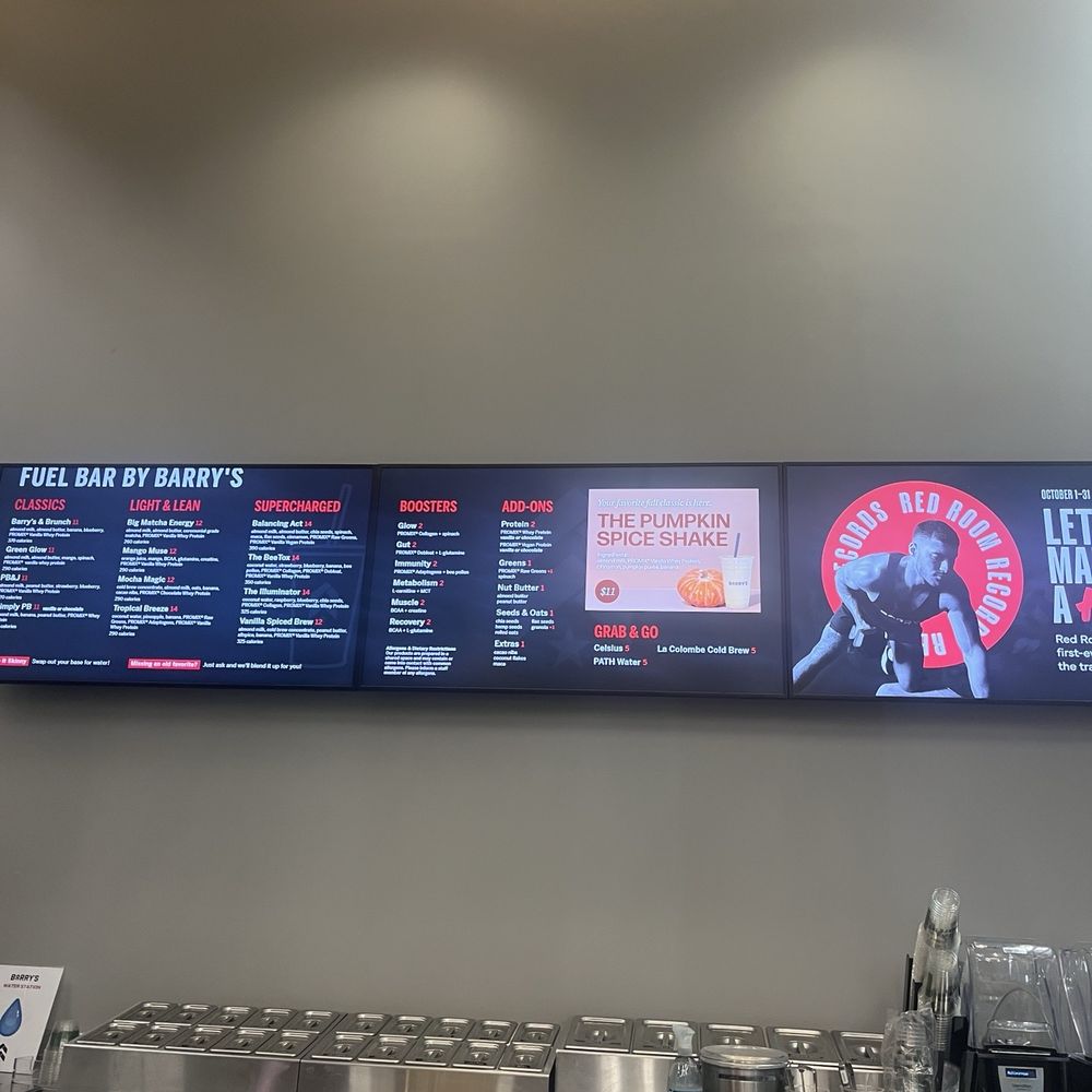 Barry's FiDi - Bar menu - Interval Training Gyms Near Me - San Francisco, California