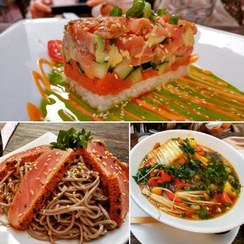 Far Bar - Poke stack, ahi soba salad, & veggie ramen (substitute shiitake to veggie + ask for extra hot water) . - Asian Fusion Near Me - Los Angeles, California Far Bar - Poke stack, ahi soba salad, & veggie ramen (substitute shiitake to veggie + ask for extra hot water) . - Asian Fusion Near Me - Los Angeles, California