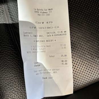 Raceway Express Car Wash - Receipt - Car Wash Near Me - La Quinta, California Raceway Express Car Wash - Receipt - Car Wash Near Me - La Quinta, California