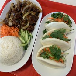 Wok 'n' Noodles - Caramelised Pork Belly W/ Rice & Roast Pork Steamed Buns