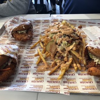 Crimson Coward - Mild and medium Crimson Sandwich with Joey Fries, very tasty - Chicken Shop Near Me - Downey, California