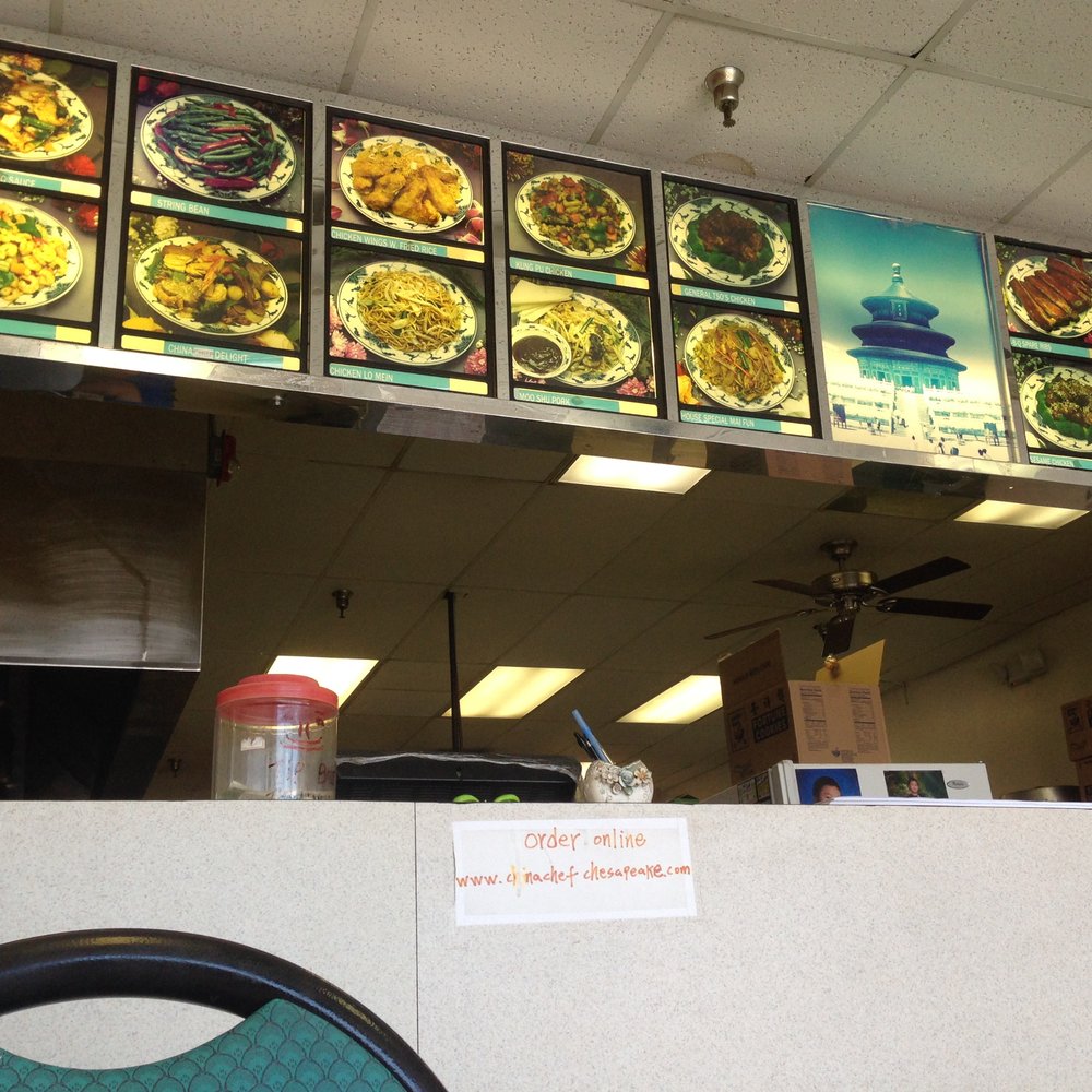 China Chef - menus on the wall above the counter - Chinese Near Me - Chesapeake, Virginia