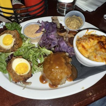 Quarter Celtic Brewpub - Sampler including scotch egg, shepherds pie, and sausage and cabbage. - Brewpubs Near Me - Albuquerque, New Mexico