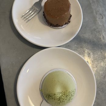 Tatte Bakery & Cafe | Fenway - caramel coffee mouse and pineapple passion fruit matcha bombe. - Bakeries Near Me - Boston, Massachusetts
