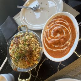 Vegetable biryani,  and bitter chicken