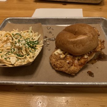 Fire Ant Brewing - Sweet Tea Fried Chicken Sandwich and Apple-Butternut Squash Slaw - Bars Near Me - Tomball, Texas