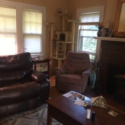 Nutley Upholstery Shoppe - Small recliner (measures 2'10" tall from floor), in good shape but needs new fabric