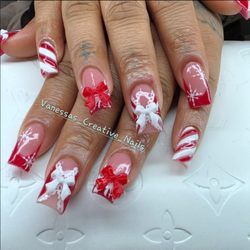 Bliss Nails - Acrylic set with art and charms by Vanessa @Vanessas_Creative_Nails