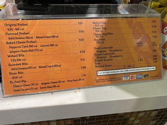 Menu photo 3 Wetzel's Pretzels Ontario, CA
