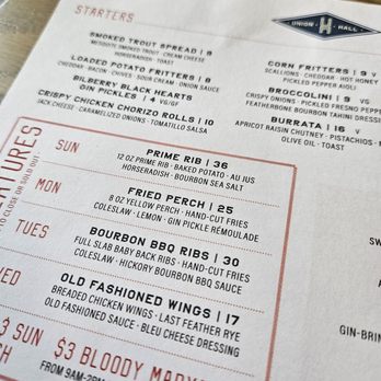Union Hall - Journeyman - Menu - New American Near Me - Valparaiso, Indiana