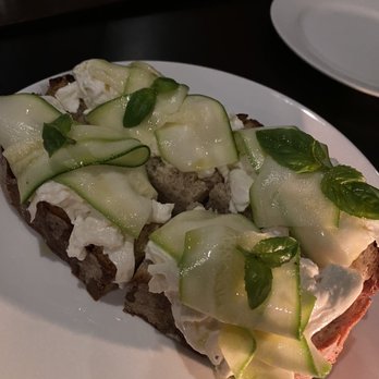 Blackbird Kitchen And Cocktails - Stracciatella (stretched gooey cheese) with cucumbers, basil over delish bread. - Tapas/Small Plates Near Me - Wantagh, New York Blackbird Kitchen And Cocktails - Stracciatella (stretched gooey cheese) with cucumbers, basil over delish bread. - Tapas/Small Plates Near Me - Wantagh, New York