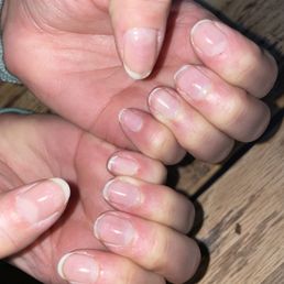 This is unacceptable. So so so disappointed. $130 for nothing. Wait till you see my husbands nails. This is unacceptable. So so so disappointed. $130 for nothing. Wait till you see my husbands nails.