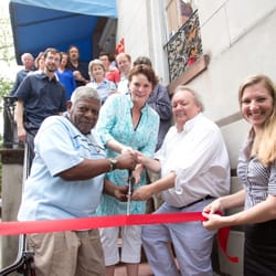 Roots Up Gallery - Grand Opening ribbon cutting with legendary folk artist Rudolph Valentino Bositc (left).