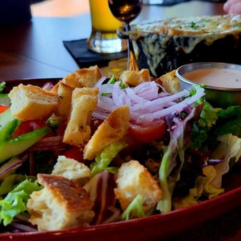 Brick and Bourbon - Side salad and French Onion Soup. - Cocktail Bars Near Me - Eden Prairie, Minnesota