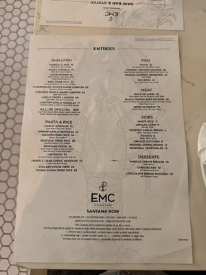 Menu photo 1 EMC Seafood & Raw Bar San Jose, CA Menu photo 1 EMC Seafood & Raw Bar San Jose, CA